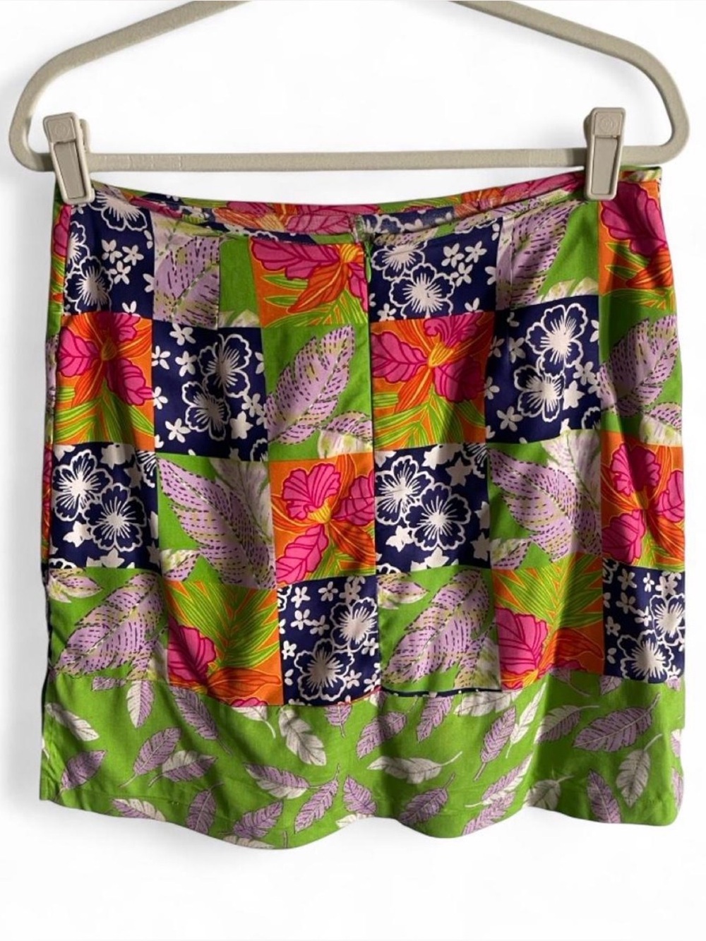Bamboo Traders 100% Silk Patchwork Floral Skort Size 8 Colorful Beaded Y2K